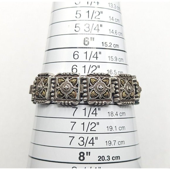 Brighton Detailed Two Tone Silver Gold Square Bracelet - Picture 4 of 12